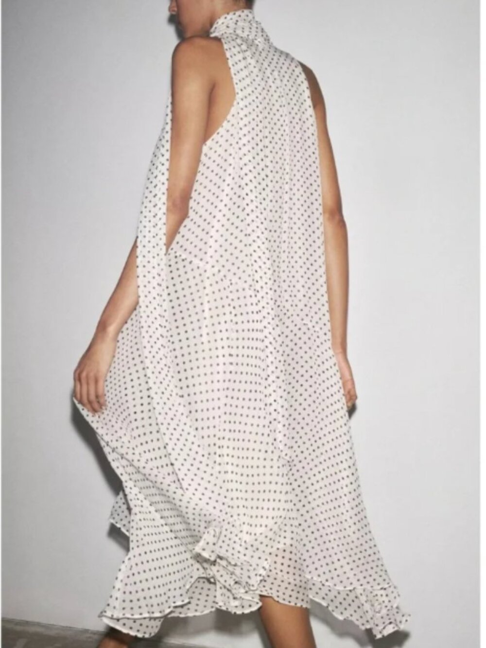 White and Black Polka Dot Zara Midi Dress